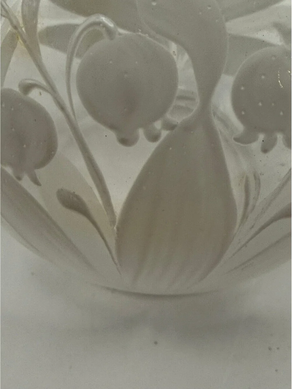 Antique c1920 Hand Painted Frosted Glass Hanging Flower Vase Hanging Pocket